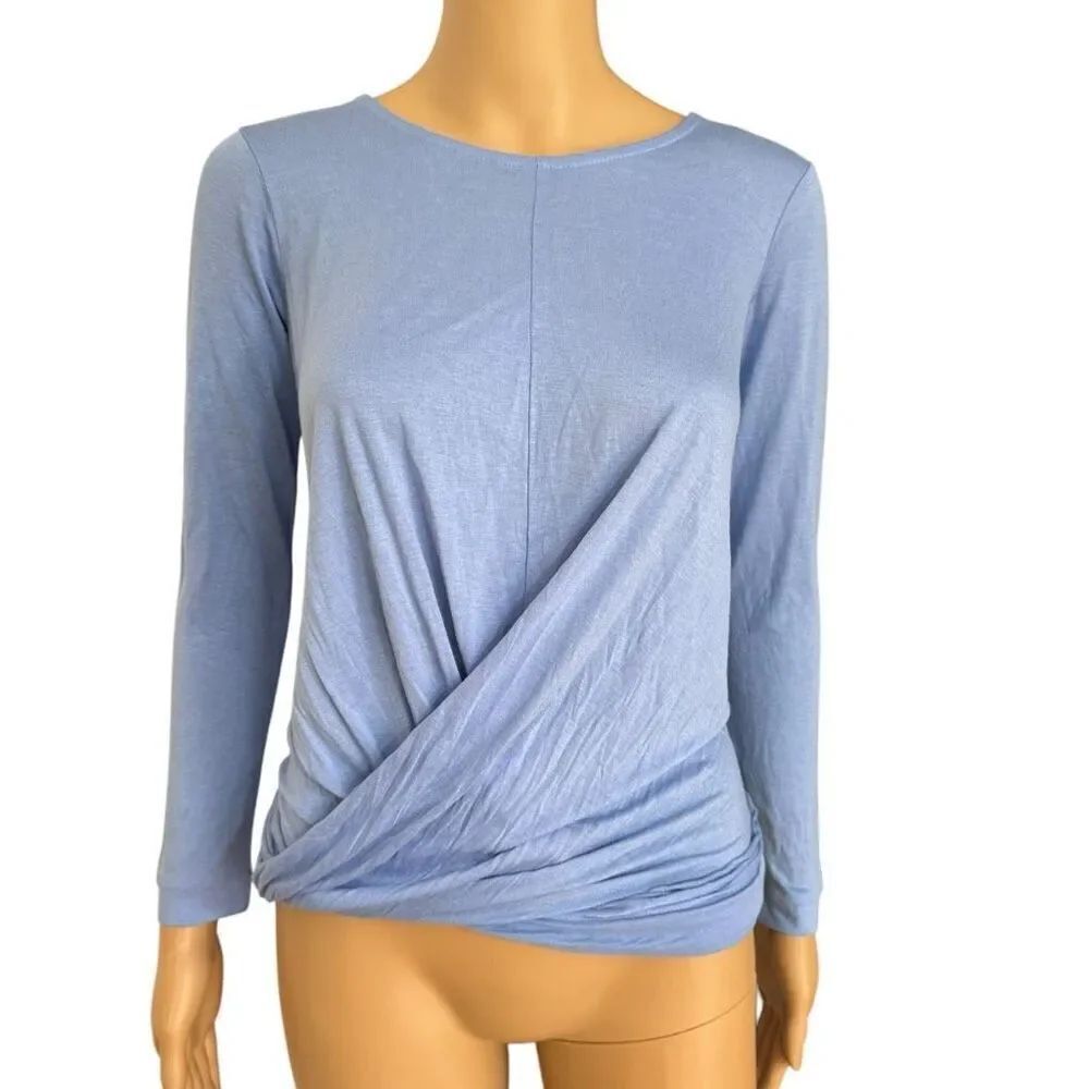 J. Crew periwinkle blue long wrap tie blouse stretch size XS NWT